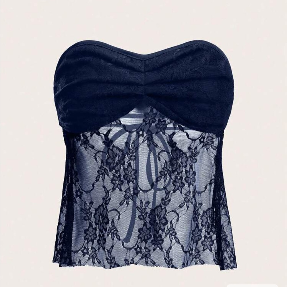 Navy going out top Lace strapless